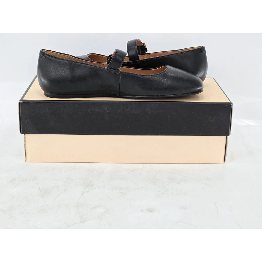 BCBGeneration Harpin Mary Jane Flats Womens 5.5 Black Square Toe Buckle - Exc